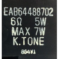 KIT DE BOCINAS PARA TV LG / NUMERO DE PARTE EAB64488701 / EAB64488702 / 6Ω / 5W / MAX 7W / K.TONE / PANEL NC490DUE-AAFX1 / MODELO 49LK5700PUA.BUSWLOR